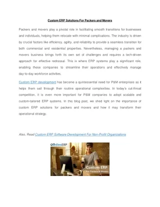custom erp solutions for packers and movers