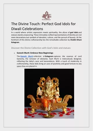 The Divine Touch Perfect God Idols for Diwali Celebrations