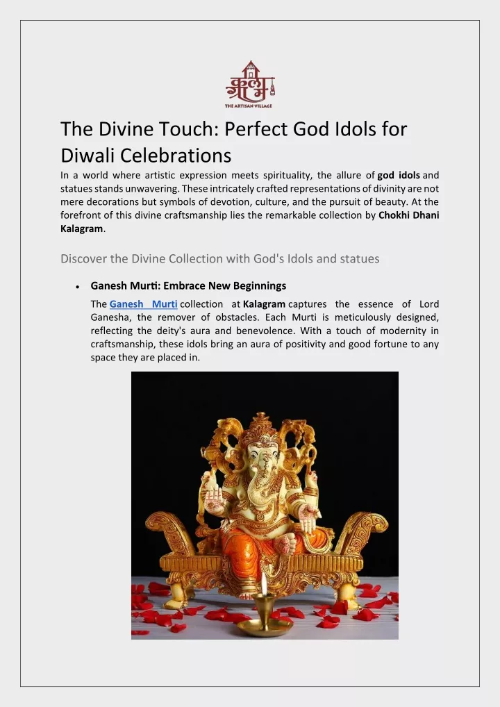 the divine touch perfect god idols for diwali