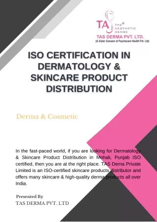 ISO Certification in Dermatology & Skincare Product Distribution