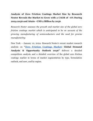 analysis of zero friction coatings market size