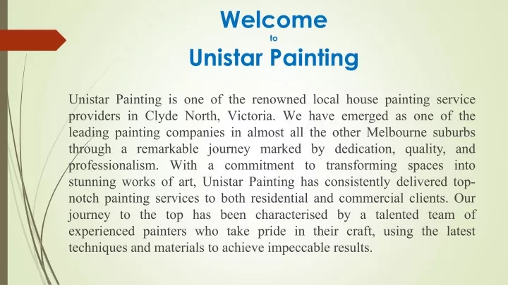 welcome to unistar painting