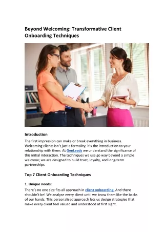 Beyond Welcoming Transformative Client Onboarding Techniques