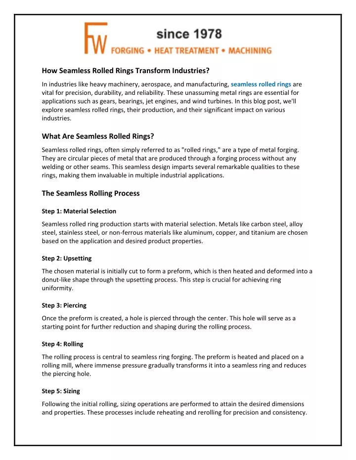 how seamless rolled rings transform industries