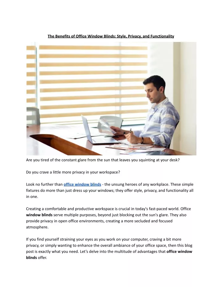 the benefits of office window blinds style