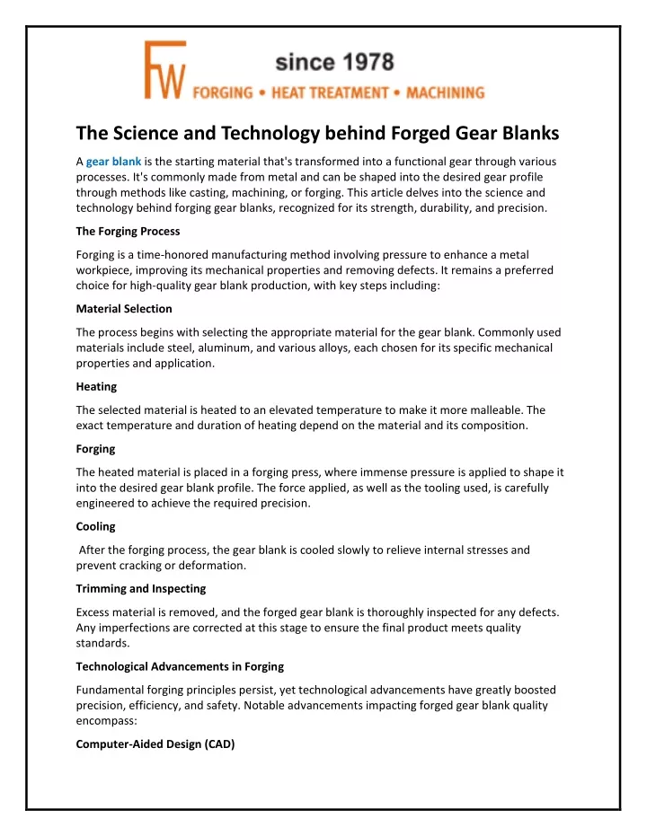 the science and technology behind forged gear