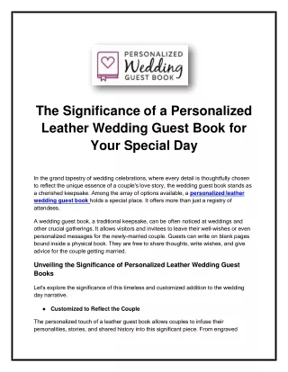 Why a Personalized Leather Wedding Guest Book Is Important for Your Special Day