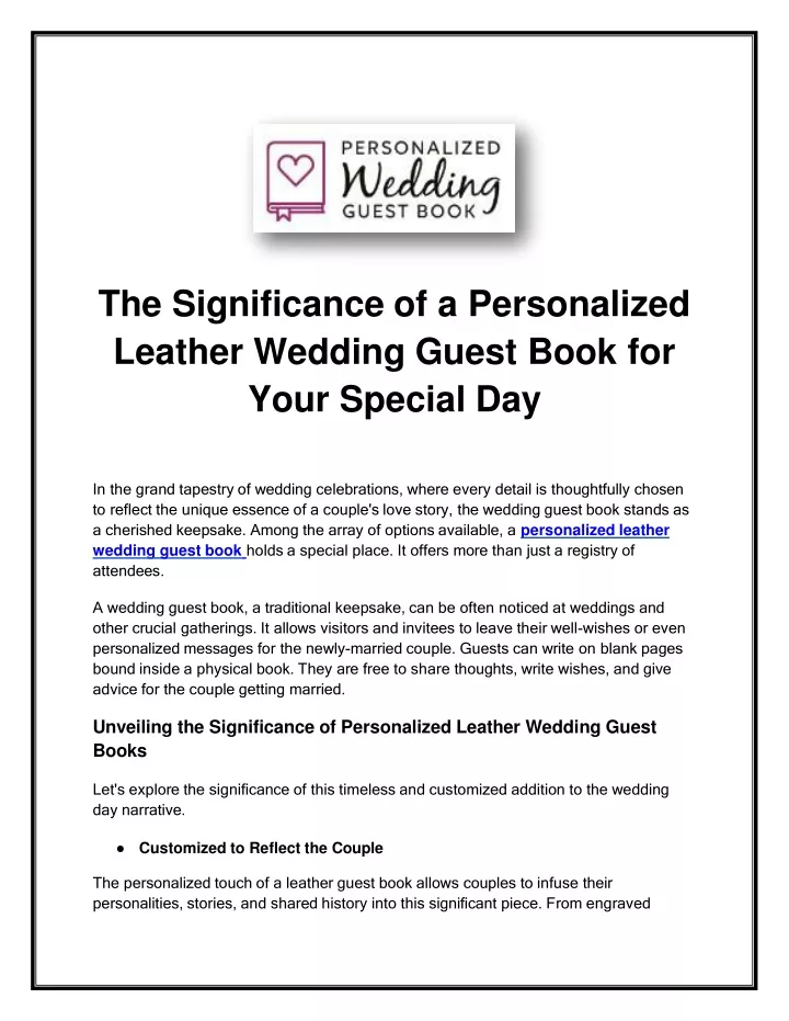 the significance of a personalized leather wedding guest book for your special day