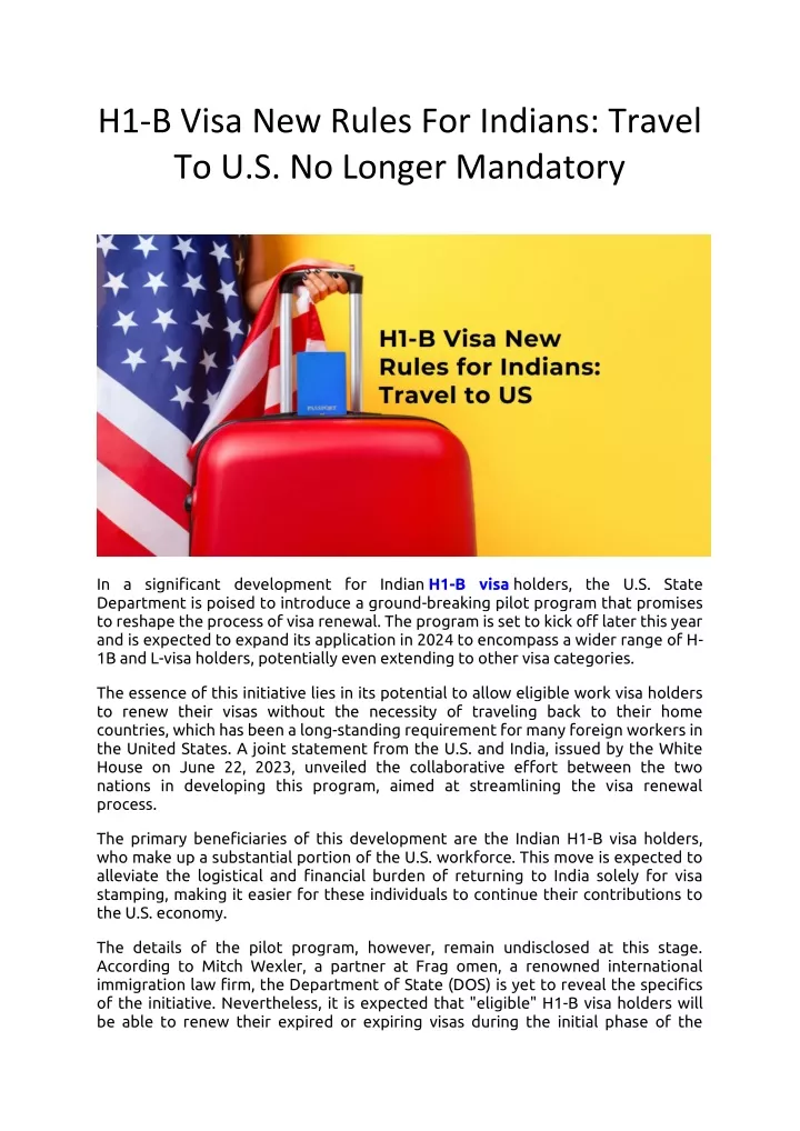 h1 b visa new rules for indians travel