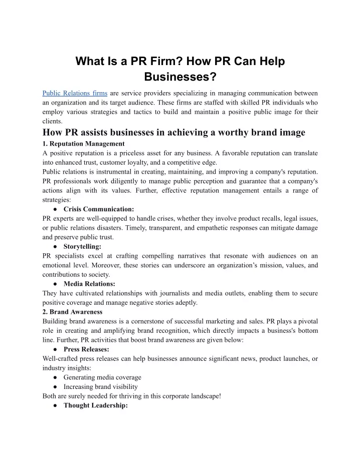 what is a pr firm how pr can help businesses