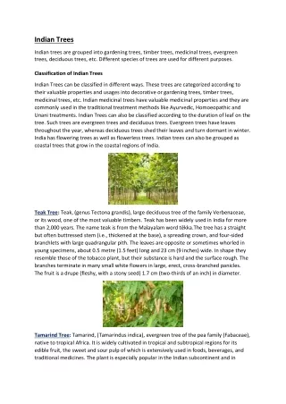 Classification of Indian Trees