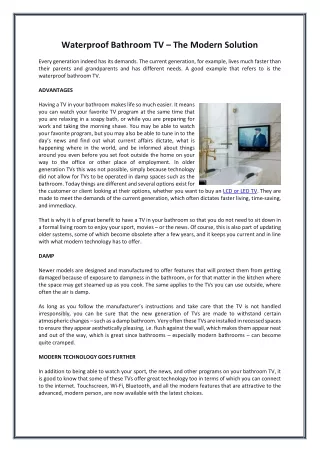 Waterproof Bathroom TV – The Modern Solution