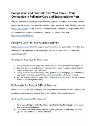"Gentle Home Euthanasia and Palliative Care for Pets