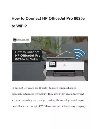How to Connect HP OfficeJet Pro 8025e to WiFi