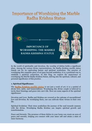 Importance of Worshiping the Marble Radha Krishna Statue