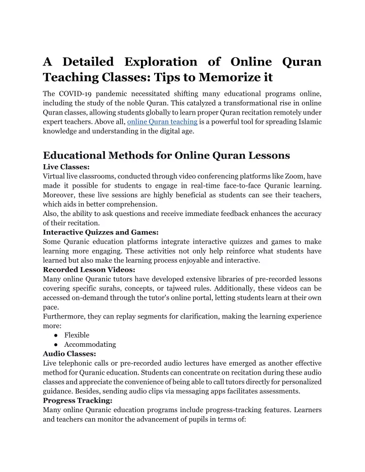 a detailed exploration of online quran teaching