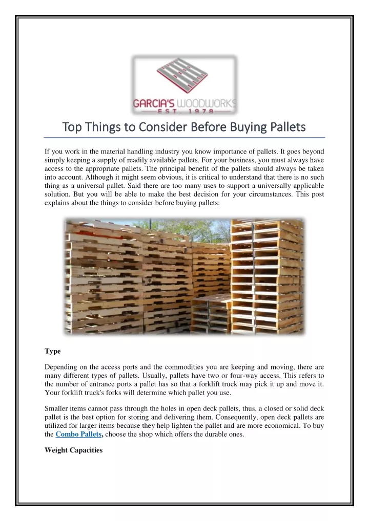 top things to consider before buying pallets