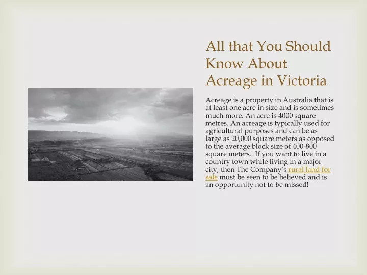 all that you should know about acreage in victoria