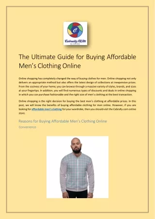 The Ultimate Guide for Buying Affordable Men’s Clothing Online