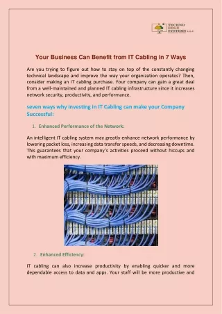 your business can benefit from it cabling