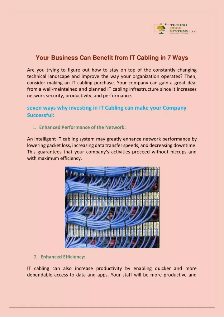 your business can benefit from it cabling