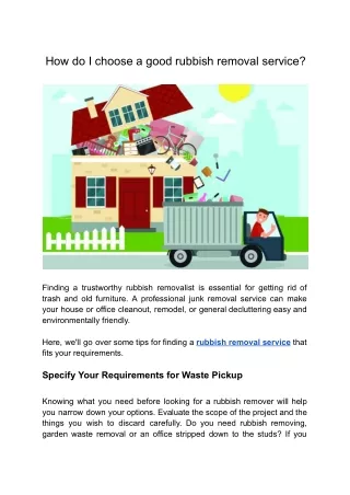 How do I choose a good rubbish removal service