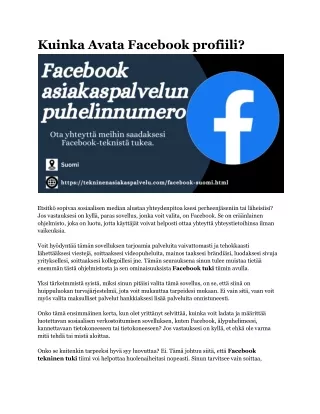 Kuinka Avata Facebook profiili