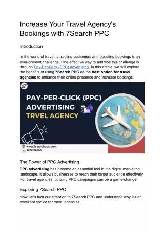 Increase Your Travel Agency's Bookings with 7Search PPC