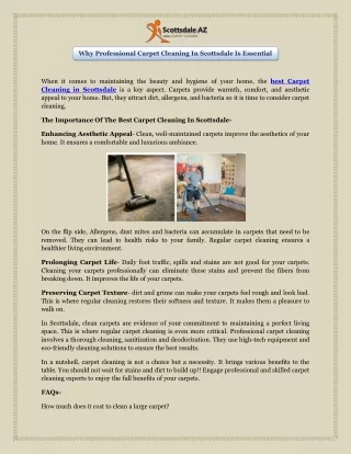 Why Professional Carpet Cleaning In Scottsdale Is Essential