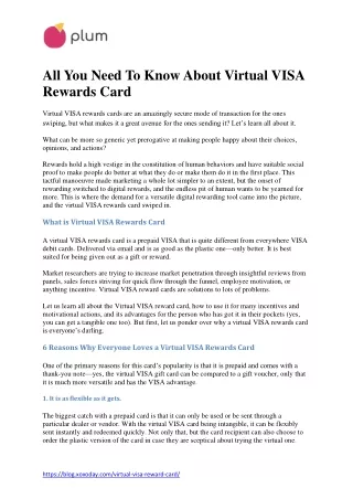 All You Need To Know About Virtual VISA Rewards Card