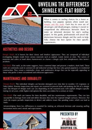 Unveiling The Differences: Shingle vs. Flat Roofs
