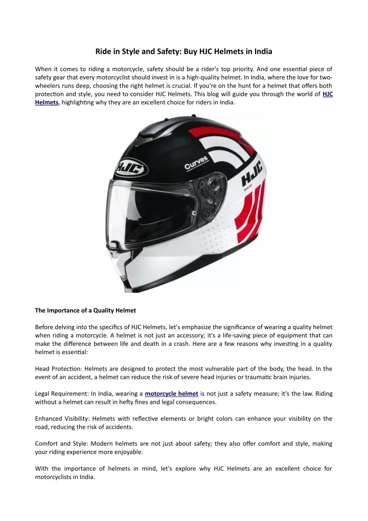 ride in style and safety buy hjc helmets in india