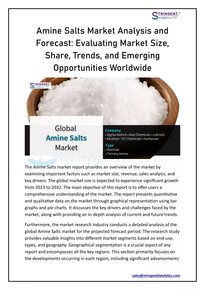 amine salts market analysis and forecast