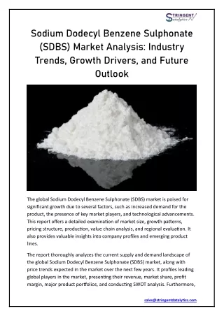 Sodium Dodecyl Benzene Sulphonate (SDBS) Market