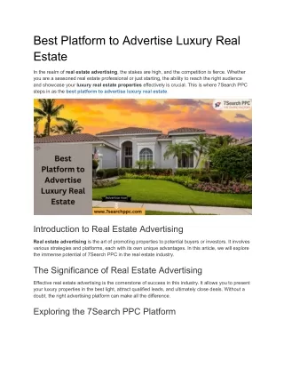 Best Platform to Advertise Luxury Real Estate