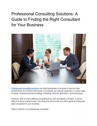professional consulting solutions a guide