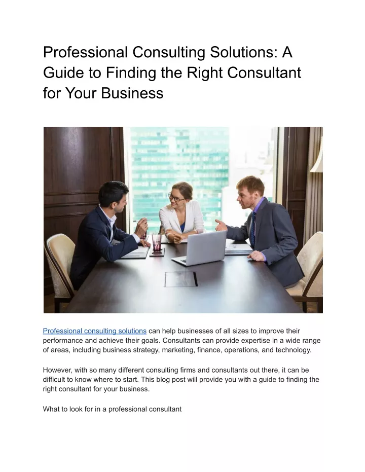professional consulting solutions a guide