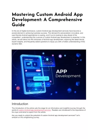 Mastering Custom Android App Development: A Comprehensive Guide