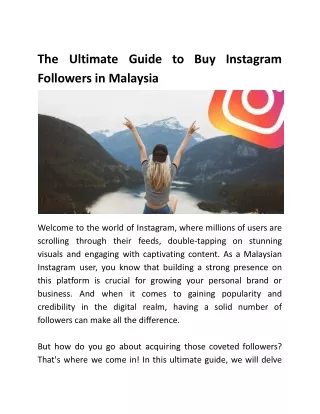 The Ultimate Guide to Buy Instagram Followers in Malaysia