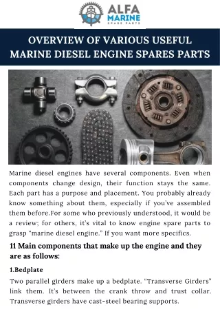 Overview of Various Useful Marine Diesel Engine Spares Parts
