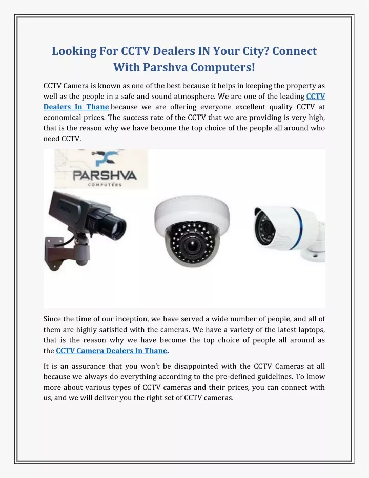 looking for cctv dealers in your city connect