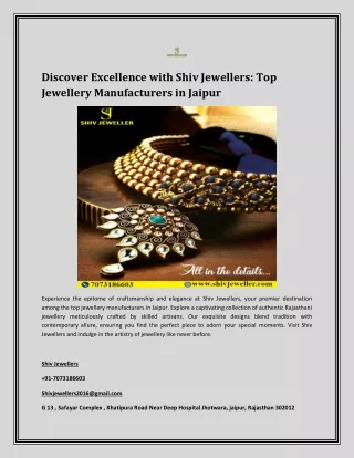 shiv jewellers Top Jewellery Manufacturers in Jaipur