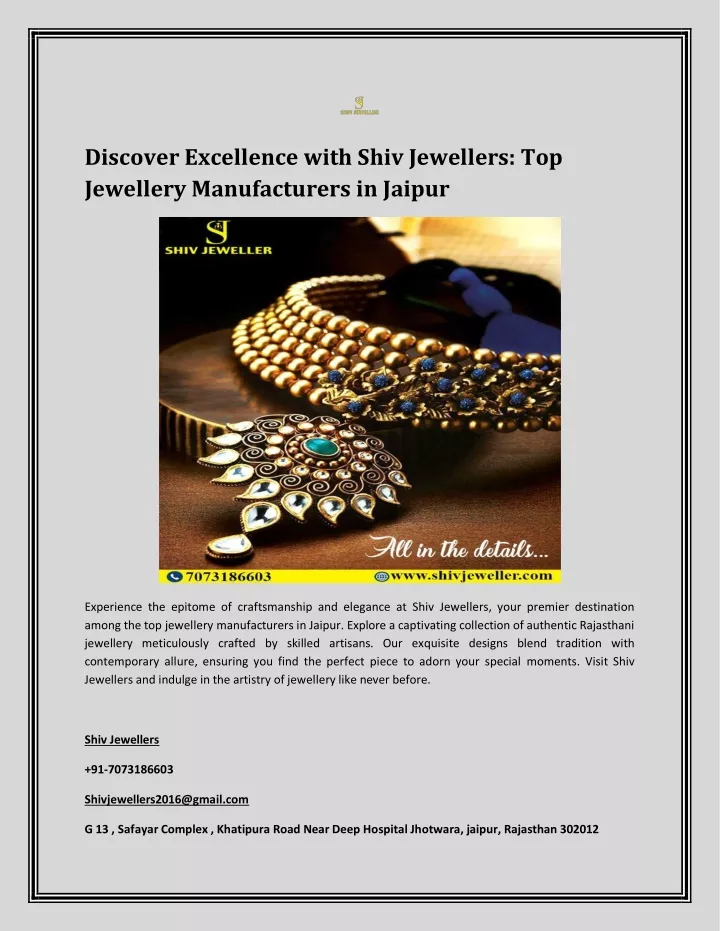 discover excellence with shiv jewellers