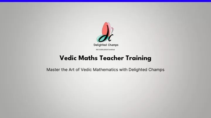 vedic maths teacher training