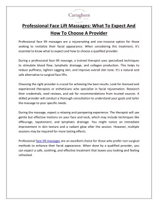 professional face lift massages what to expect