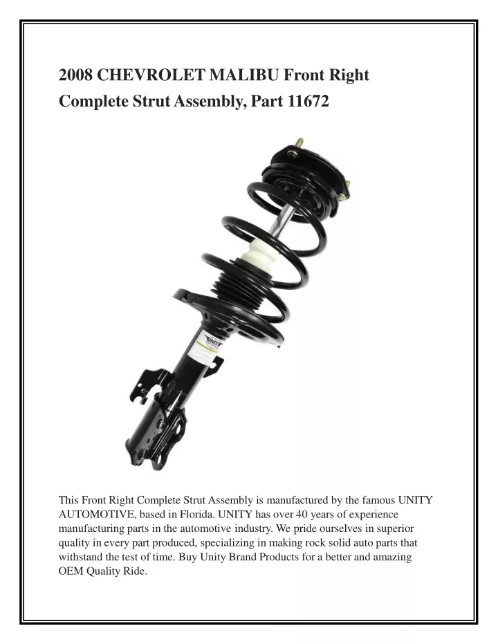 2008 chevrolet malibu front right complete strut