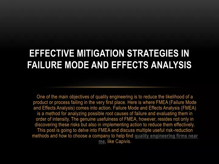 effective mitigation strategies in failure mode and effects analysis
