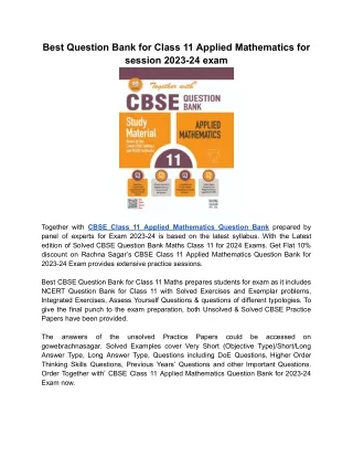 best question bank for class 11 applied
