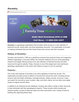 Ancestry Family Tree Maker News