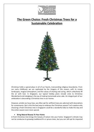 The Green Choice- Fresh Christmas Trees for a Sustainable Celebration